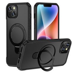   MagnoFold fekete MagSafe kompatibilis iPhone 15 védőtok kihajtható gyűrűvel