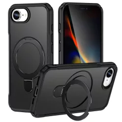   MagnoFold fekete MagSafe kompatibilis iPhone 16e / 17e védőtok kihajtható gyűrűvel
