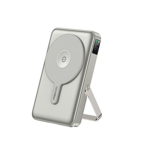 W27 10000mAh MagSafe kompatibilis PowerBank iPhone és Apple Watch készülékekhez, titánszürke