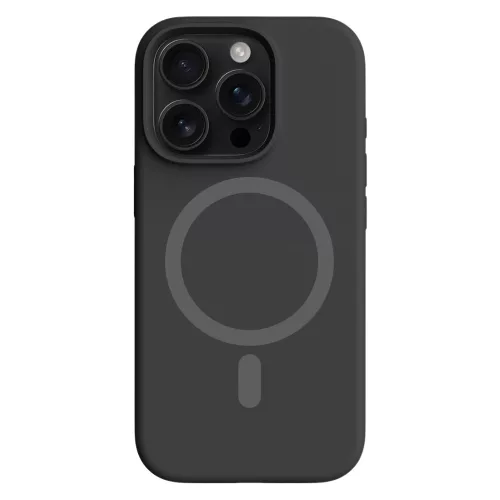 Fekete MagSafe kompatibilis iPhone 14 Pro szilikon tok
