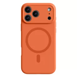   Narancssárga MagSafe kompatibilis iPhone 17 Pro szilikon tok kamerasziget védelemmel