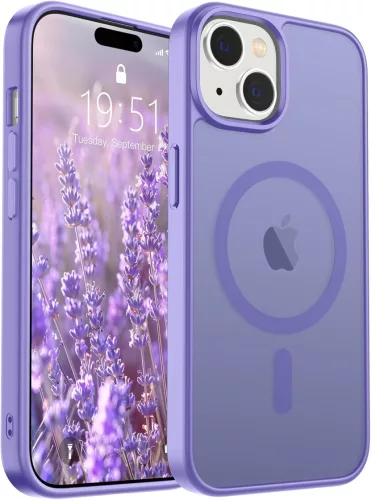 Frosted lila iPhone 15 MagSafe tok
