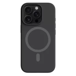 Fekete MagSafe kompatibilis iPhone 15 Pro szilikon tok