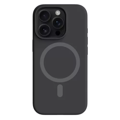 Fekete MagSafe kompatibilis iPhone 15 Pro szilikon tok