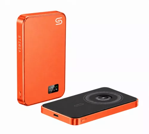 F20 mágneses PowerBank 10 000 mAh – iPhone, Apple Watch és AirPods készülékekhez, narancssárga
