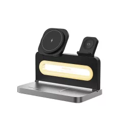   RCW-49 3 az 1-ben 15W töltőállomás LED világítással iPhone és Apple Watch készülékekhez