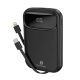 W06 10000mAh PowerBank beépített USB-C és Lightning kábellel