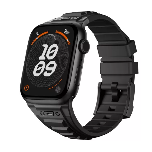 Apple Watch fekete explorer szíj fekete csatlakozóval 42/44/45/49 mm (Series 1-9, SE, Ultra) és 46 mm (Series 10/11/12)