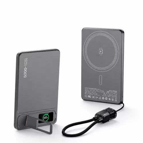 C1 mágneses PowerBank 5 000 mAh – iPhone, Apple Watch és AirPods készülékekhez, fekete
