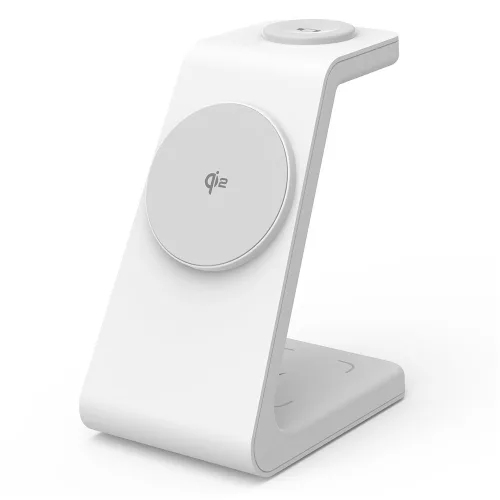 M3 Qi2 3 az 1-ben összecsukható mágneses vezeték nélküli töltőállomás iPhone / Apple Watch / AirPods – Fehér