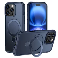   MagnoFold sötétkék MagSafe kompatibilis iPhone 16 Pro Max védőtok kihajtható gyűrűvel
