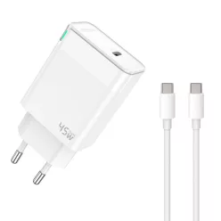   45W USB-C hálózati adapter, PD gyorstöltő + 1m USB-C - USB-C kábel