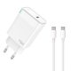 45W USB-C hálózati adapter, PD gyorstöltő + 1m USB-C - USB-C kábel
