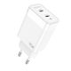 45W kétportos USB-C hálózati töltő adapter, PD gyorstöltő