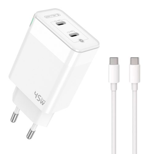 45W kétportos USB-C hálózati töltő adapter, PD gyorstöltő + USB-C - USB-C kábel (1m)