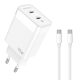 45W kétportos USB-C hálózati töltő adapter, PD gyorstöltő + USB-C - USB-C kábel (1m)