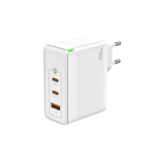 100W 2xUSB-C + 1xUSB QC3.0 töltő adapter, PD gyorstöltő