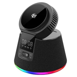   Qi2.2 25W SoundDock 5 az 1-ben mágneses vezeték nélküli töltőállomás Bluetooth hangszóróval - fekete