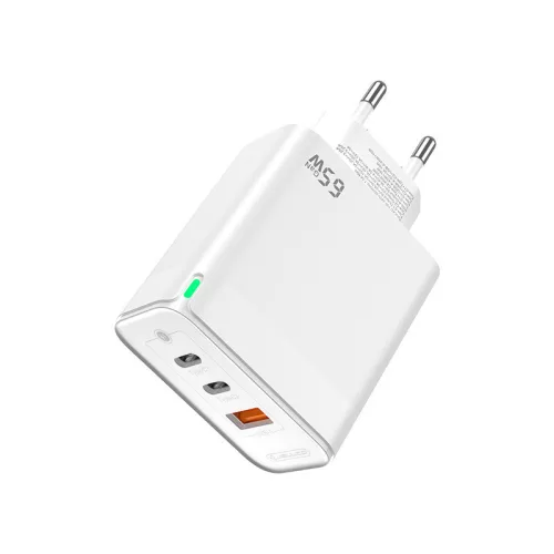 65W 2xUSB-C + 1xUSB QC3.0 töltő adapter, PD gyorstöltő