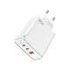 65W 2xUSB-C + 1xUSB QC3.0 töltő adapter, PD gyorstöltő