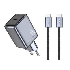   45W GaN USB-C PD/PPS hálózati gyorstöltő + 1m USB C - USB C kábel