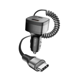   HX13 85W autós gyorstöltő beépített 1,5m hosszú USB-C kábellel