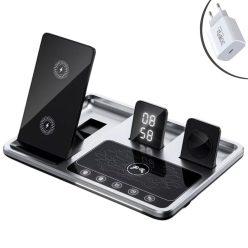   R11 4 az 1-ben vezeték nélküli töltőállomás (iPhone, Apple Watch és Airpods) órakijelzéssel