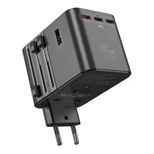 45W 5 portos univerzális világutazó adapter 2xUSB + 3xUSB-C 