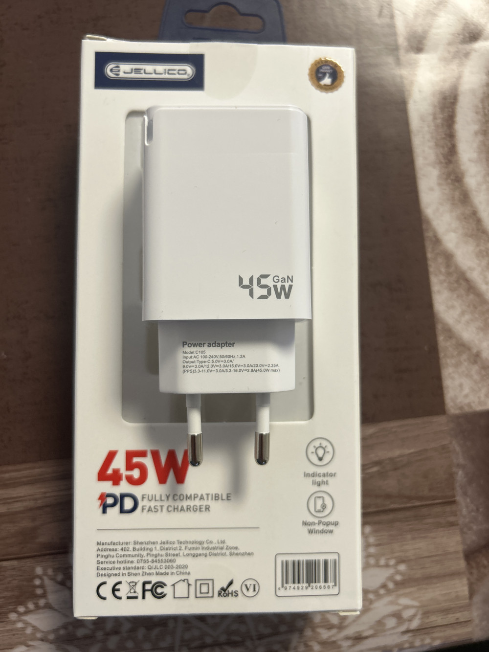 45W USB-C hálózati töltő adapter, PD gyorstöltő
